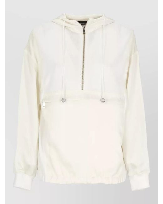 Fabiana Filippi Natural Hooded Knit Sweatshirt Long Sleeves Zip Pocket