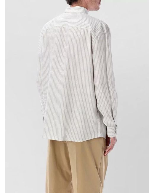 Saint Laurent White Cassandra Striped Shirt Button Down Collar for men