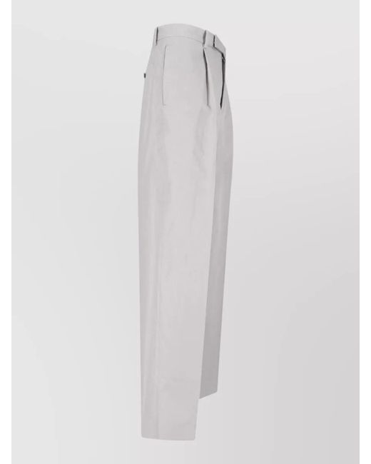 Jil Sander White Straight Trousers Belt Loops Button Detail for men