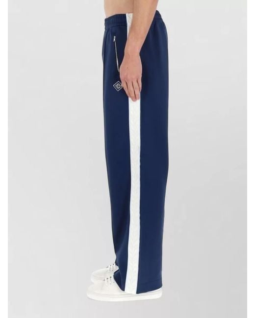 Casablanca Blue Logo Track Pants Side Stripes Zip Pockets for men