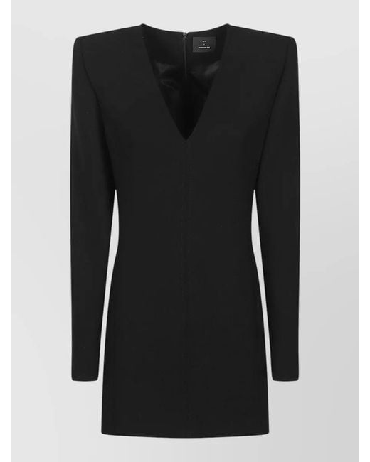 Wardrobe NYC Black Rhw V Neck Long Sleeve Mini Dress