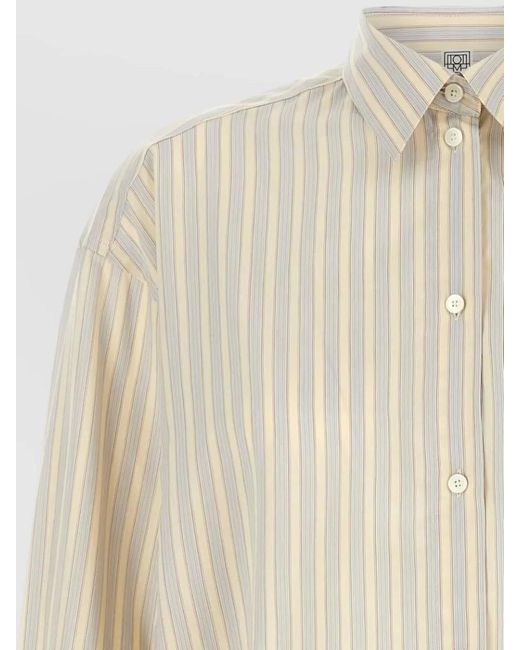 Totême Natural Silk Blend Oversized Striped Shirt