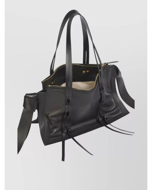 Marni Black Small Tote Bag Bow Detail Dual Handles