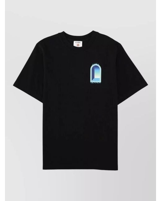 Casablanca Black Crew Neck Short Sleeve Graphic Print Shirt for men