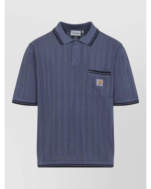 Carhartt Blue Cotton Short-Sleeve Polo Shirt for men