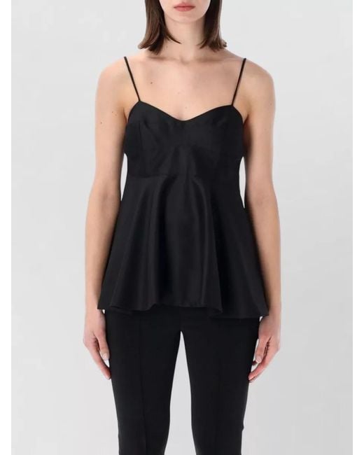 Rohe Black Bustier Top Flared Hem Satin Straps