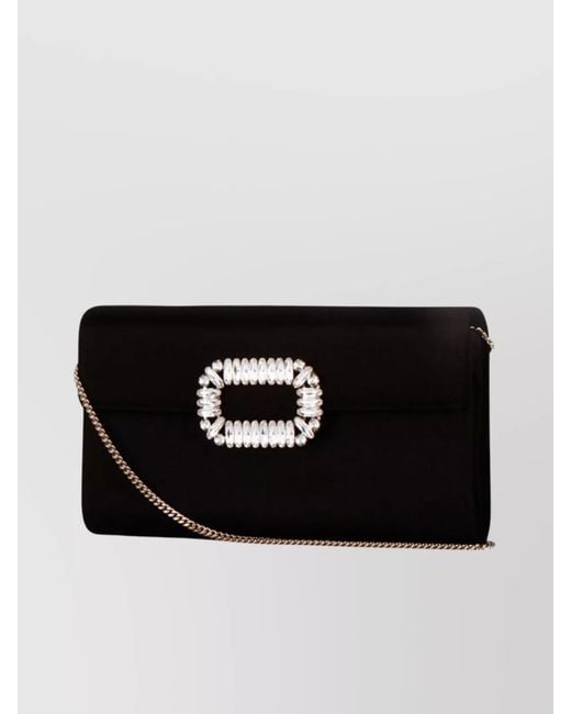 Roger Vivier Black Silk Satin Clutch Bag