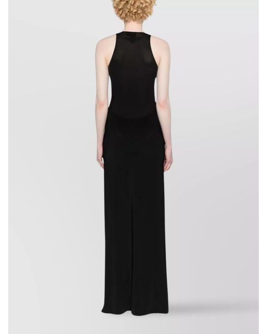 Coperni Black Triangle Cut-Out Halter Dress With Metallic Accents