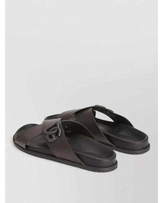 Dolce & Gabbana Gray Leather Sandals for men