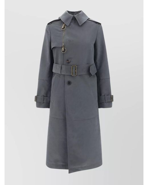 Burberry Gray Belted Trench Coat Epaulettes