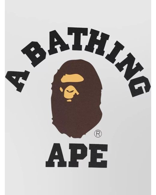 A Bathing Ape White Crew Neck Graphic Print Short Sleeve T-Shirt for men