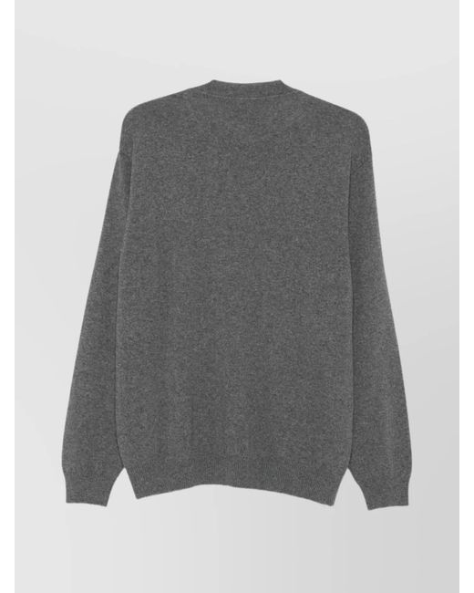 Moschino Gray Cashmere Logo Print Crewneck Jumper for men