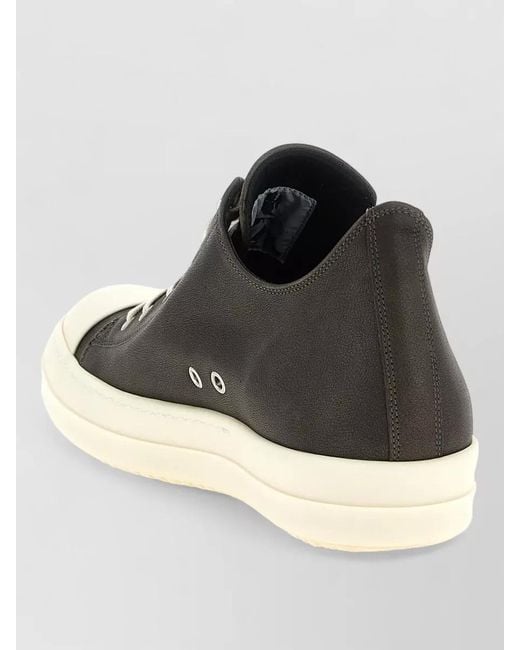 Rick Owens Metallic Lace Up Low Top Leather Sneakers for men