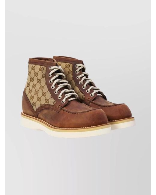 Gucci Brown Leather Ankle Boots for men