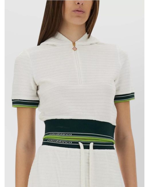Casablanca White Cropped Hoodie