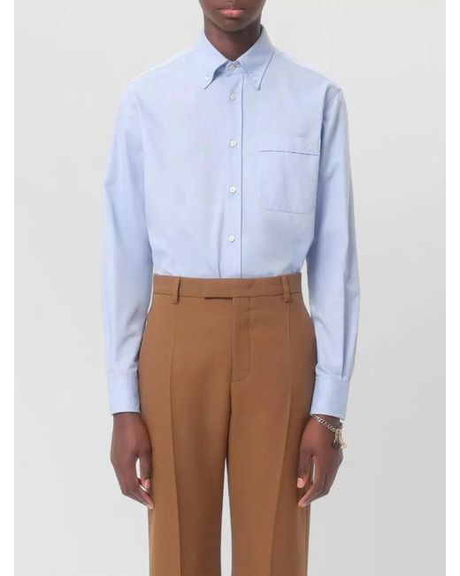 Valentino Garavani Blue Cotton Slim-Fit Oxford Shirt for men