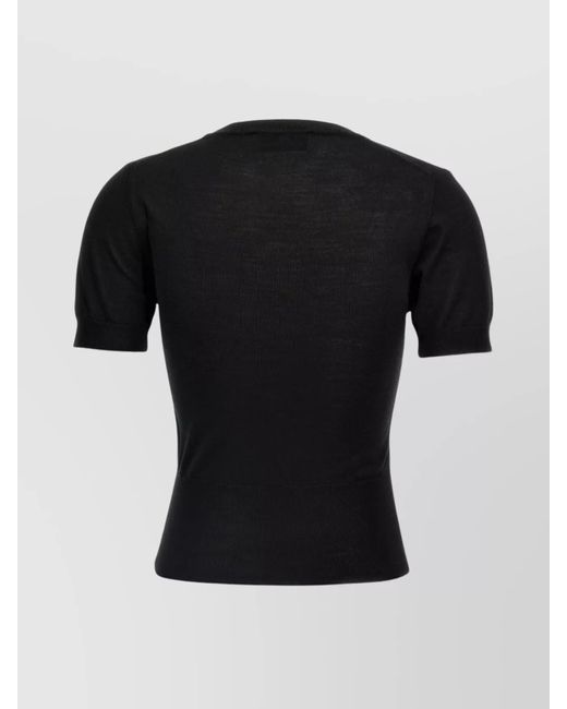 Vivienne Westwood Black Wool Silk Fine-Knit Short-Sleeve Crew-Neck T-Shirt