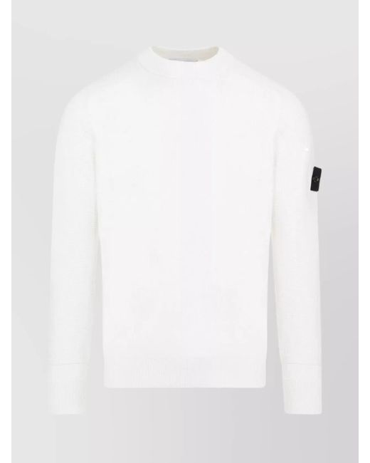 Stone Island Cotton Crew Neck Sweater in White for Men Lyst