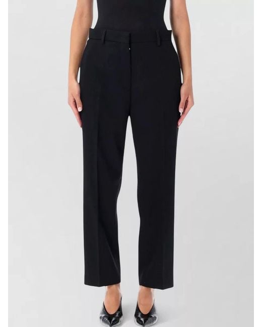 Lanvin Blue Tailored Wool Cropped Cigarette Trousers Mid Rise
