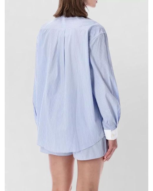 Sporty & Rich Blue Striped Oversized Cotton Shirt