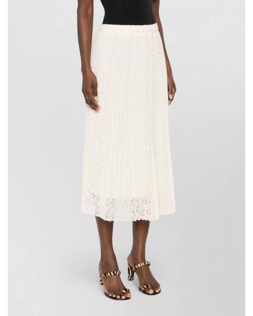 Ermanno Scervino Natural Floral Pleated Maxi Skirt