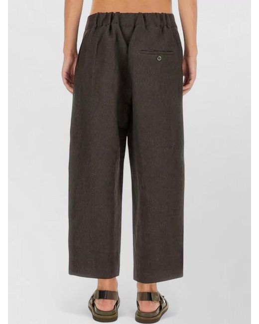 Uma Wang Natural Cropped Pants Elastic Waist Regular Fit for men