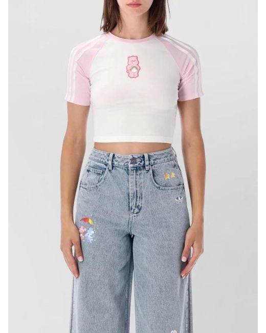 Adidas Originals Blue Care Bears Cropped Denim Logo T-Shirt