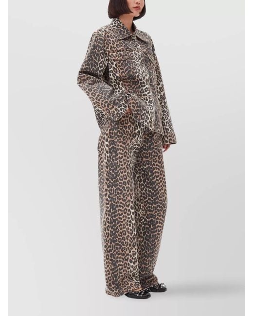Ganni Multicolor Leopard Print Denim Jacket
