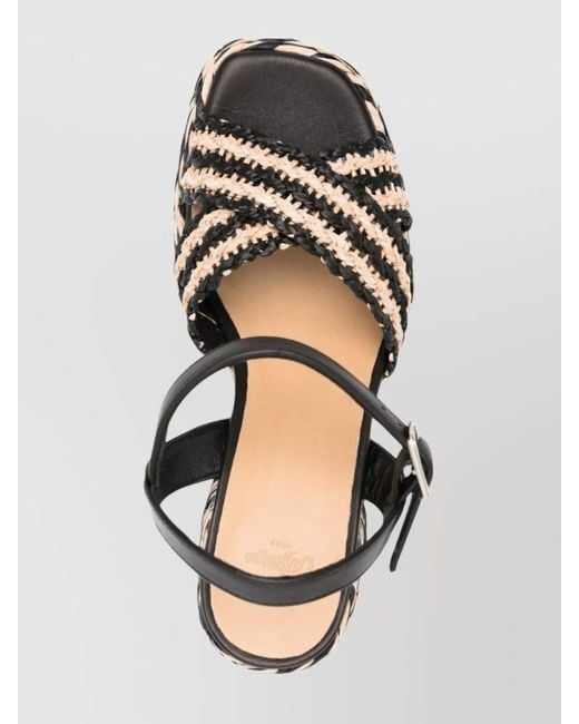 Castaner Metallic Interwoven Block Heel Sandals