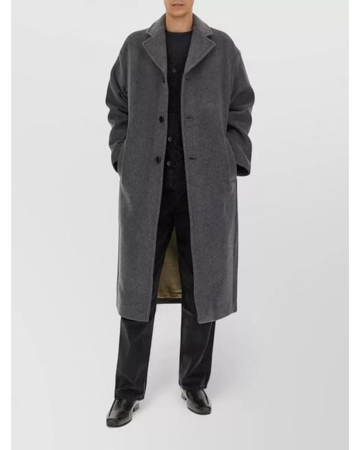 Séfr Black Long Wool Blend Coat Single Breasted for men