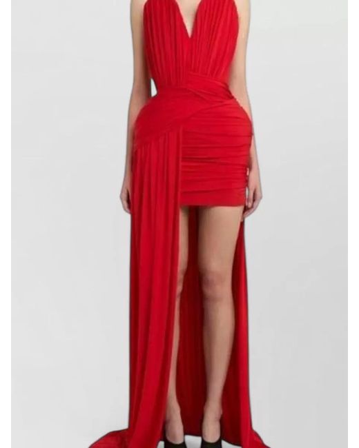 Stella McCartney Red Crepe Jersey Strapless Draped Maxi Dress