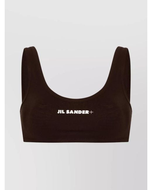Jil Sander Brown Logo Bikini Top