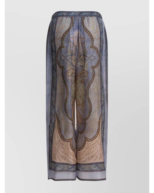 Zimmermann Multicolor Silk Printed Wide-Leg Trousers