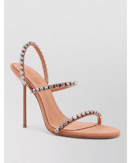 Paris Texas Pink Satin Crystal-Embellished Sandals