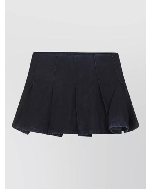 DIESEL Blue Pleated Denim Mini Shorts