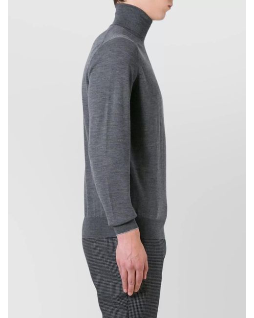 Brunello Cucinelli Gray Wool Turtleneck Sweater With Ribbed Cuffs And Hem for men