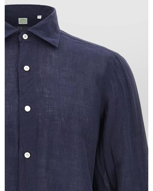 Finamore 1925 Blue Gaeta Shirt Straight Cut Long Cuffed Sleeves for men