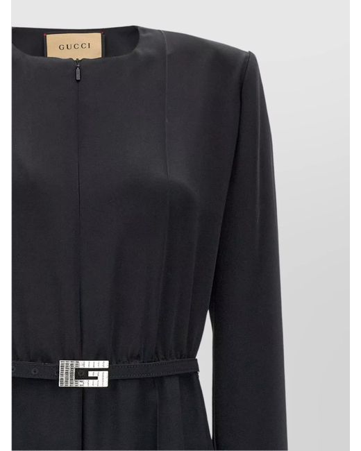 Gucci Black Silk Belted Long Jumpsuit