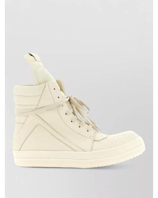 Rick Owens Natural Geometric High Top Leather Boots Sneakers for men