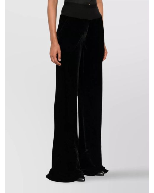Rick Owens Black Silk Wide-Leg High-Rise Paneled Trousers