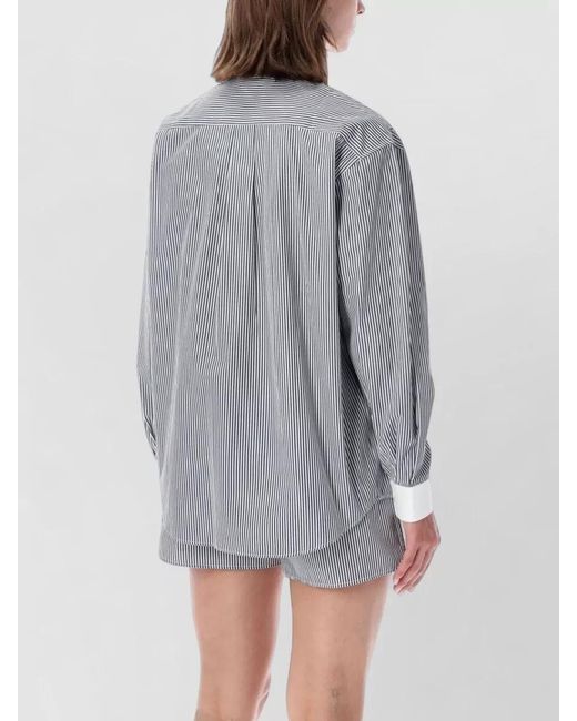 Sporty & Rich Gray Striped Oversized Cotton Pyjama Set