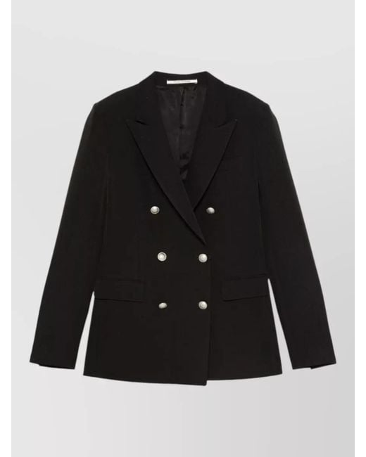 Tagliatore Black Double Breasted Jacket Button Detail Pockets