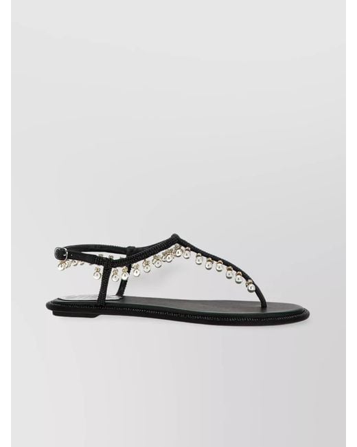 Rene Caovilla Black Silk Diana Sandals