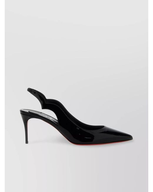 Christian Louboutin Black Patent Leather Pointed-Toe Slingback Pumps