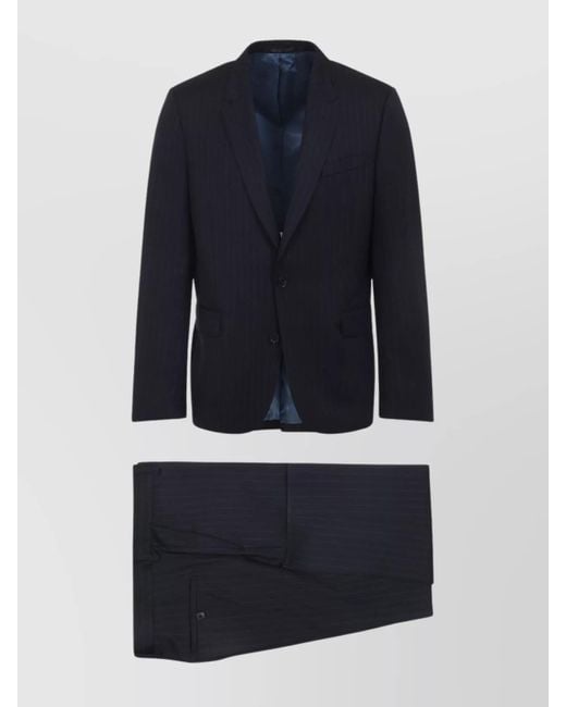 Paul Smith Blue Wool Tailored Fit Single Breasted Suit for men