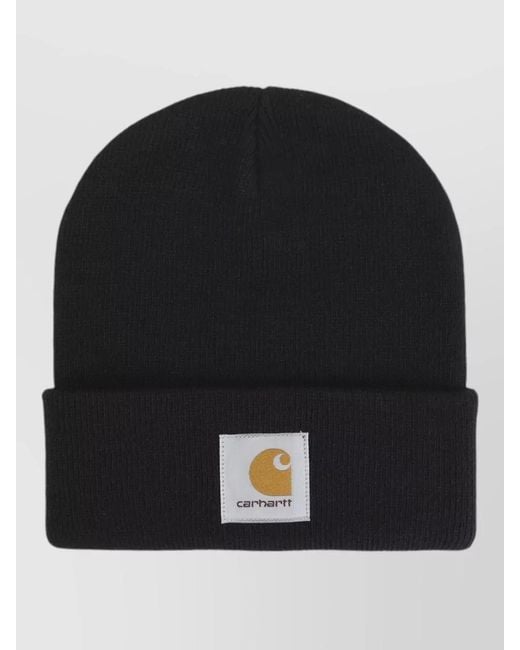 Carhartt Black Short Watch Beanie Hat Stretch Cuff for men