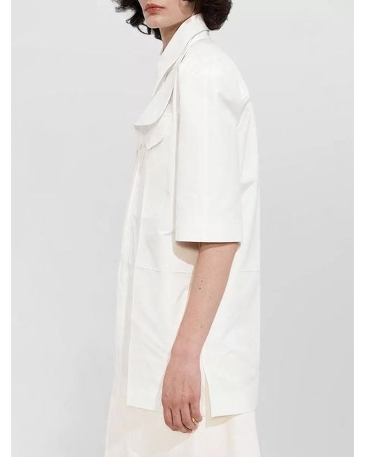 Bottega Veneta White Cotton Shirt Short Sleeves Relaxed Cut