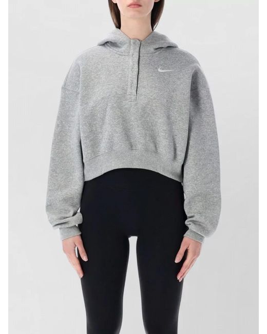 Nike Gray Oversized Cropped Hoodie