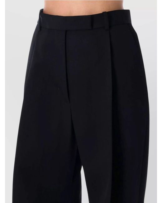 Tom Ford Black Wool High-Rise Pleated Wide-Leg Tailored Trousers