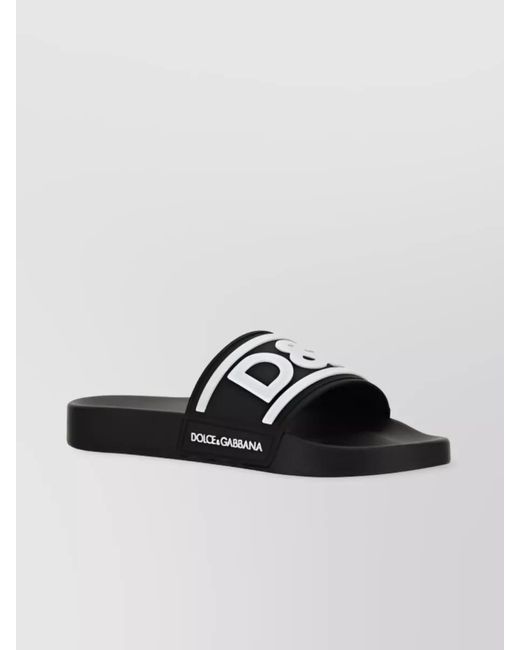 Dolce & Gabbana Black Logo Print Pool Slides With Open Toe for men